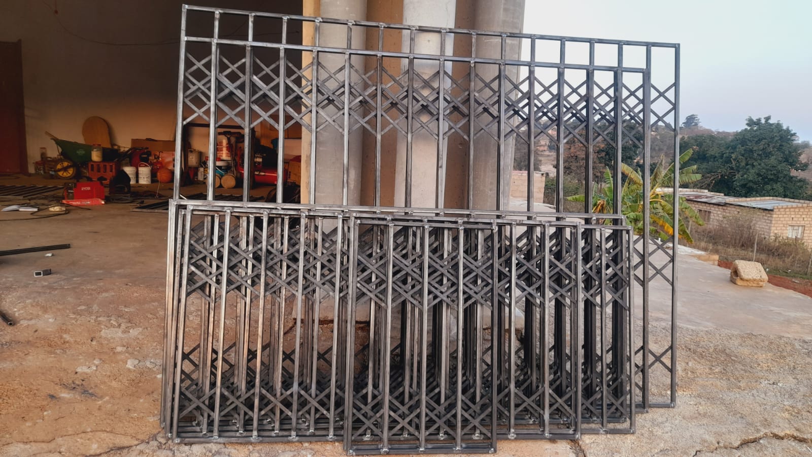 Batch of trellis burglar bar frames