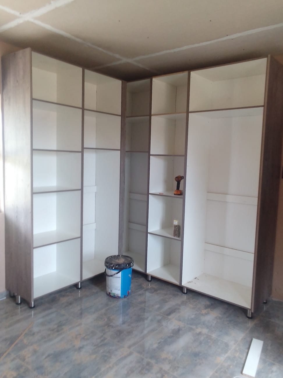 Custom built-in wardrobe open shelving