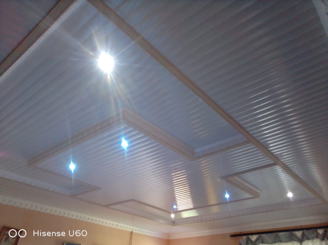 PVC Ceiling  Ribbed with Blue Downlights
