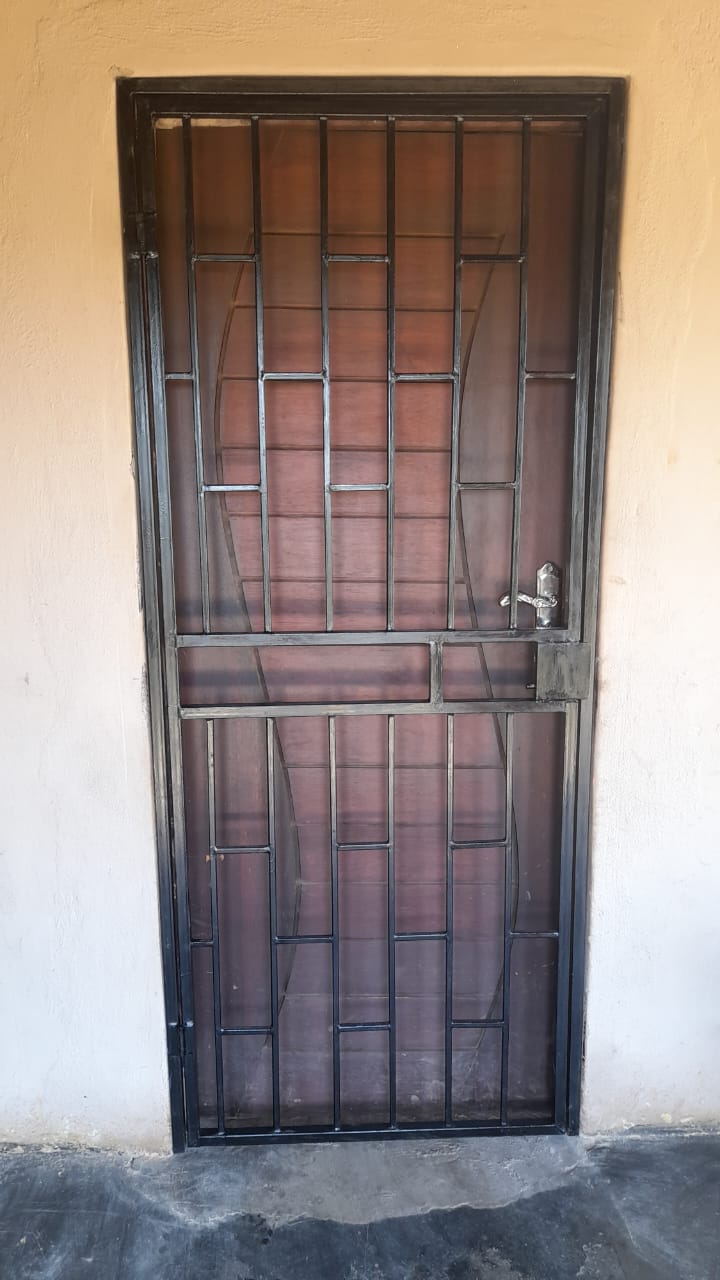 Brown patterned steel security door